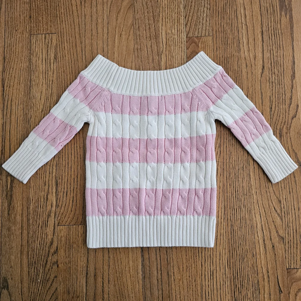 Ralph Lauren Pink and White Girls Sweater Size S